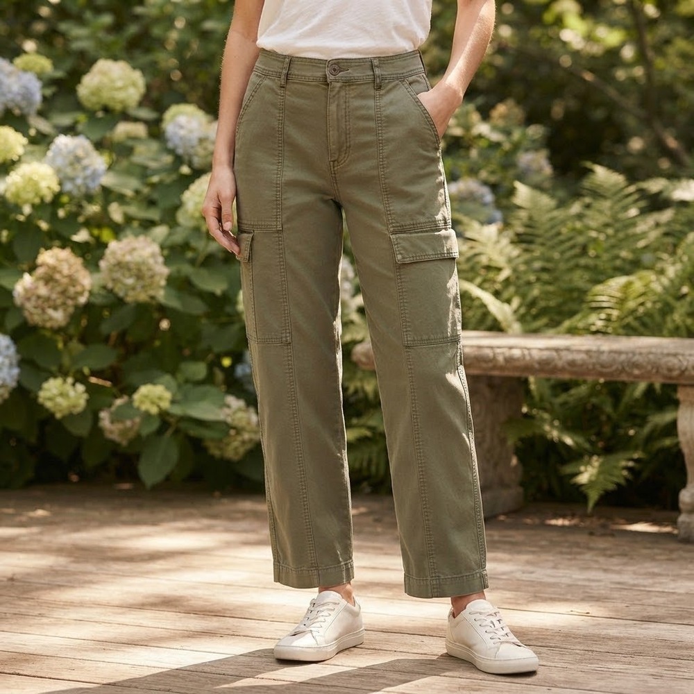 Abercrombie & Fitch Olive Green High Rise Cargo Pants Straight Leg Size 27/4